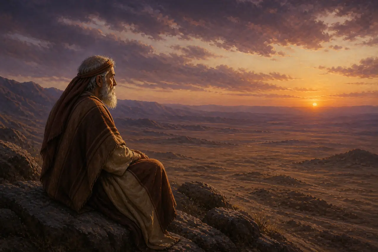 Homem de fé no deserto, perseverando no silêncio da demora