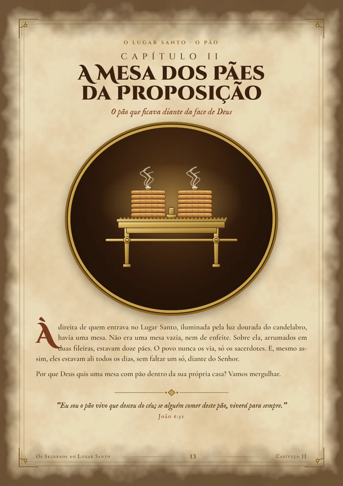 Abertura do capítulo sobre a mesa dos pães da proposição