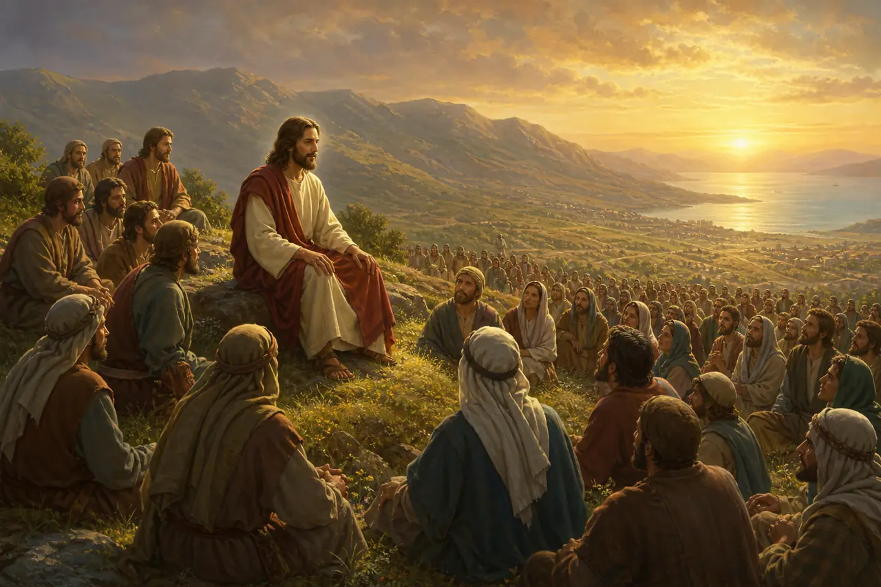 Jesus ensinando no monte — o Sermão das bem-aventuranças, o sal e a luz